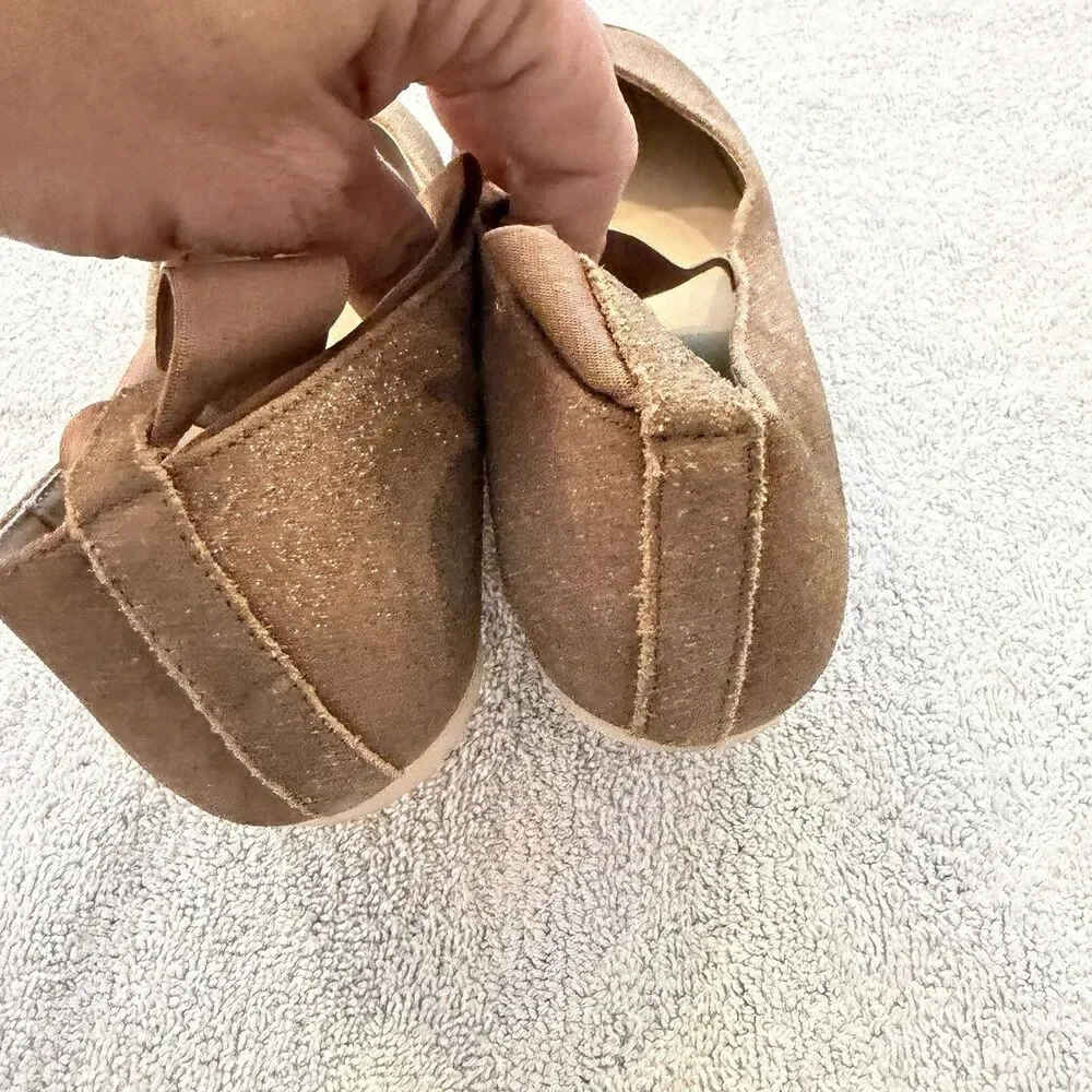 Janie And Jack Tan Brown Suede Leather Girls Ballet Flat Shoes 2 Preppy School